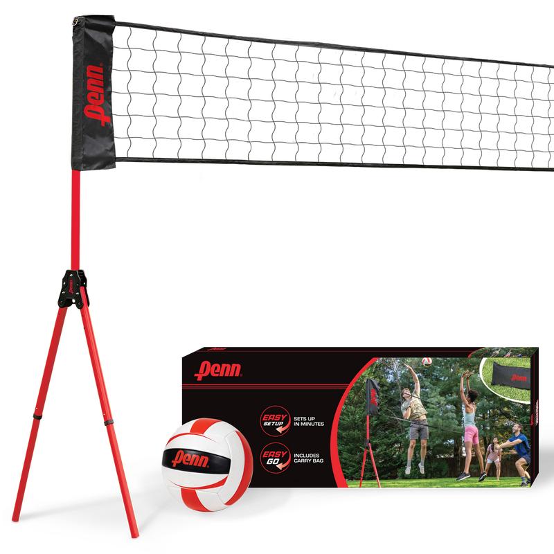 New Penn Easy Fit Premium Volleyball Set, Includes Adjustable Net and Ball - Extends from 10 ft. to 30 ft. to fit your yard