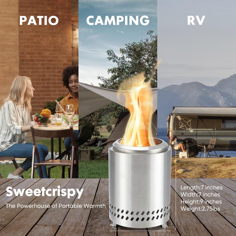 Solo Stove Mesa 7-Inch Tabletop Fire Pit with Stand  Smokeless Stainless Steel Bonfire for Camping, Patio, & Outdoor Use Wood or Pellet Fueled, Portable, 2.75lbs