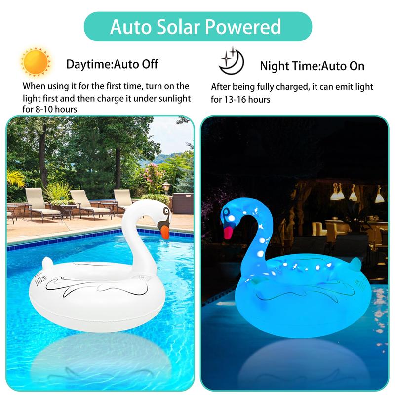 Inflatable Light Up Swan Pool Float for Adult, Large Solar Powered LED Swimming Ring, RGB in The Dark Large Pool Beach Floaties Lake and Beach Floaty inflatable swimming Tie Dye