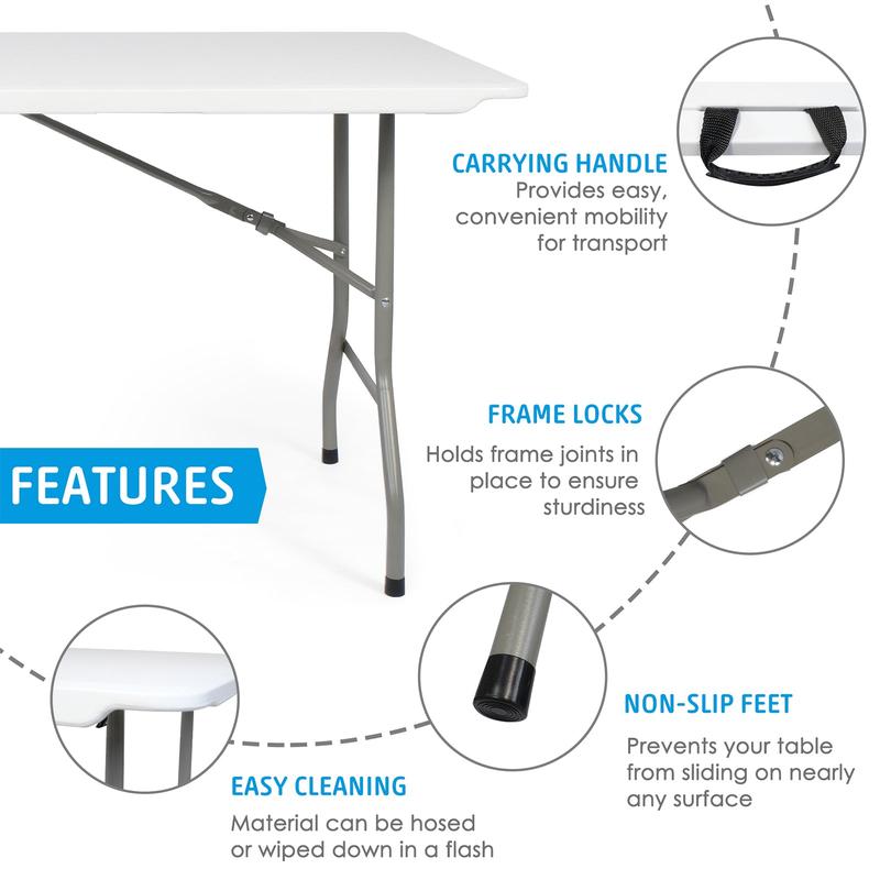 6ft Portable Folding Plastic Table for 6-8 Picnic Dining Table 71