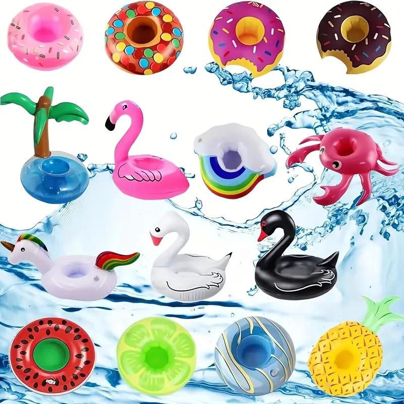 15Pcs Inflatable Floating Drink Cup Can Beer Holder Swimming Pool Hawaiian Beach Party