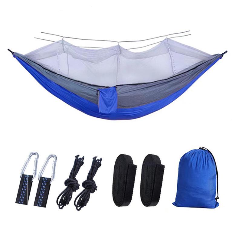 Summer Portable Hammock with 2 Hooks & 2 Ropes & 2 Fixed Straps & 1 Storage Bag, Outdoor Camping Hammock, Quick Assemble Hammock for Hiking & Camping, Camping Accessories