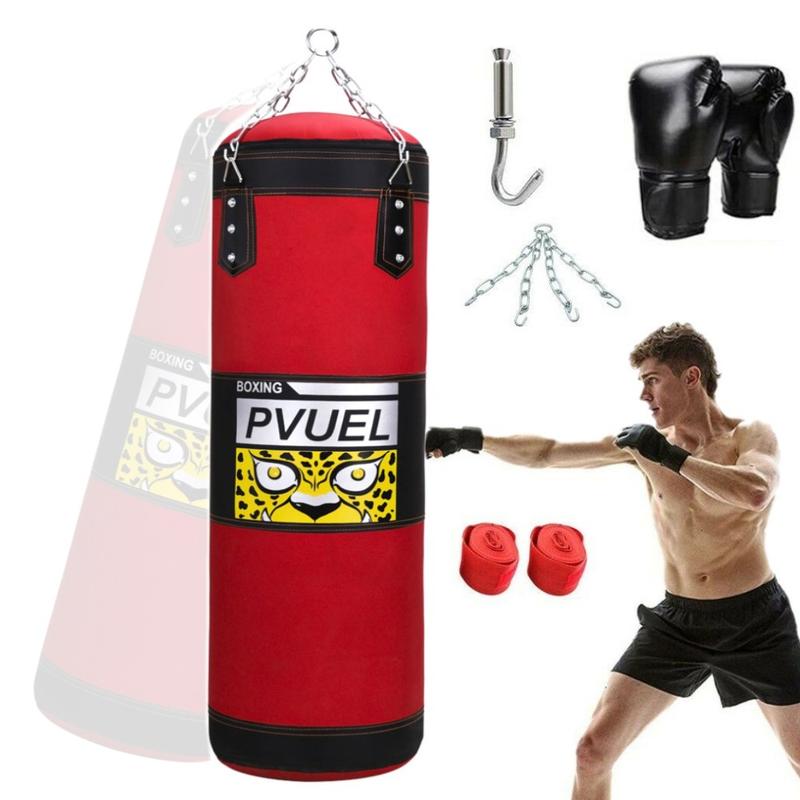 Punching Bag for Adults Kids, Heavy Boxing Bag Set for Training Gloves Speed Thai Bag Kicking MMA Workout GYM (Unfilled)