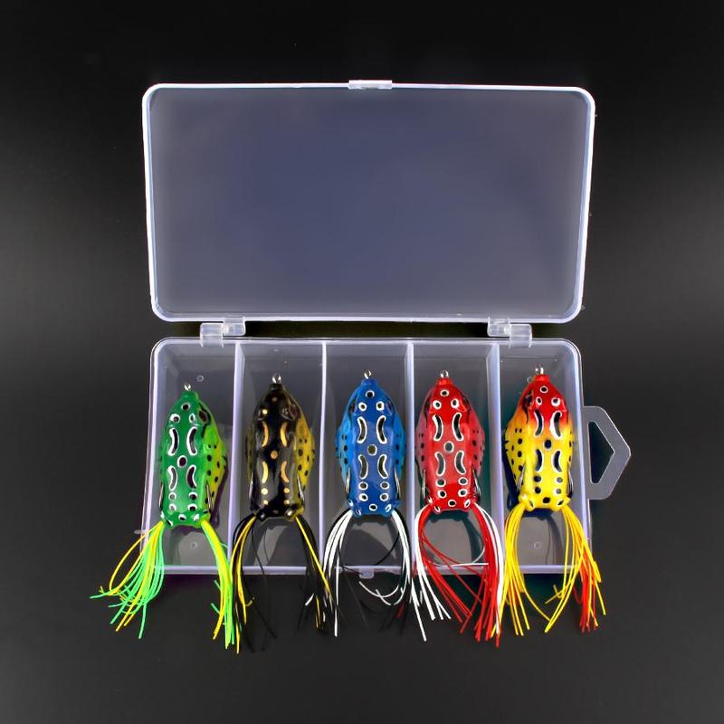 Simulated Frog Lure Set, 5 Counts box Lifelike Artificial Fishing Lure Bait, Portable Outdoor Fishing Accessories, Fishing Gear, Boyfriend Gift, Christmas, Christmas Gift