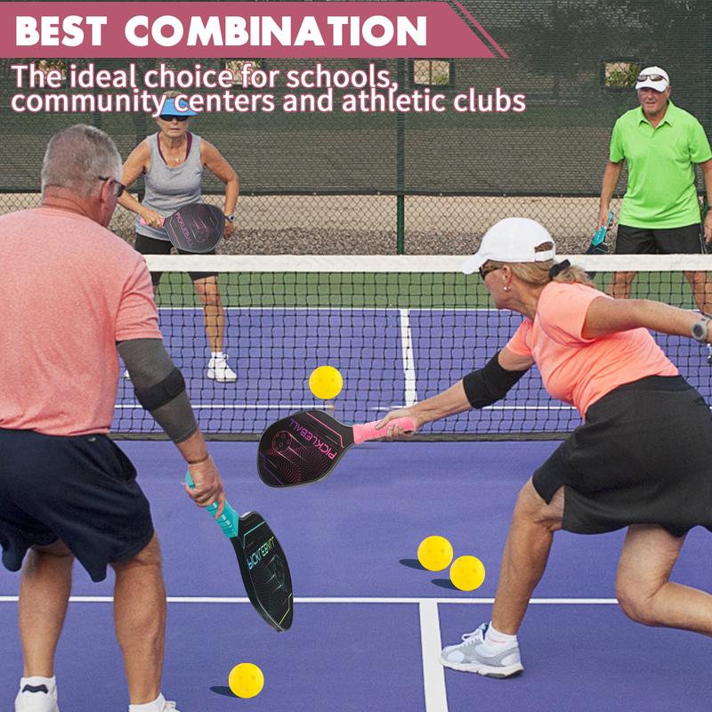 Pickleball Paddles of 2 Paddles & 4 Indoor Outdoor Pickleball Balls Pickle Ball Paddle Set for All Levels & Ages