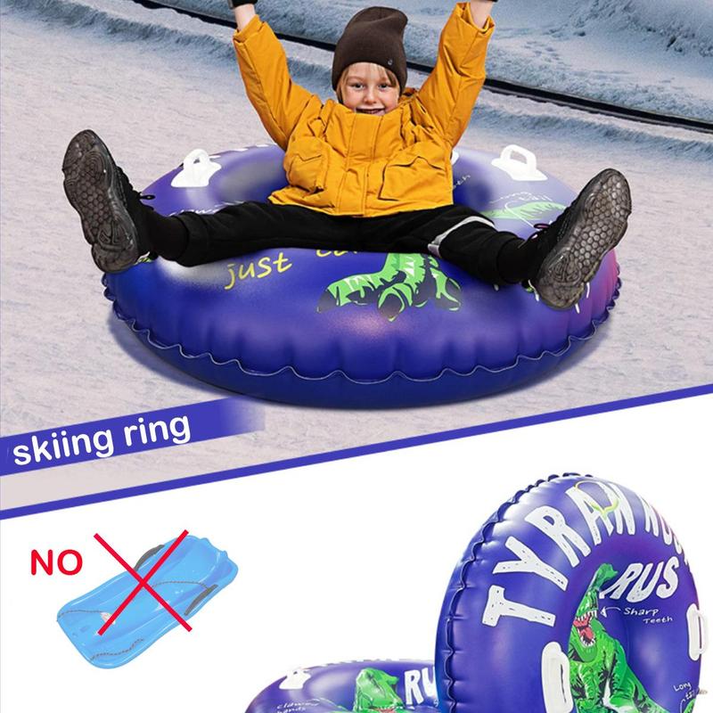 Inflatable Dinosaur Pattern Skiing Ring, Inflatable Skis, Winter Outdoor Entertainment Inflatable Ski Ring, Snowboarding Equipment