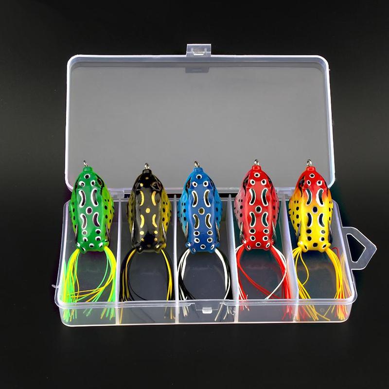 Simulated Frog Lure Set, 5 Counts box Lifelike Artificial Fishing Lure Bait, Portable Outdoor Fishing Accessories, Fishing Gear, Boyfriend Gift, Christmas, Christmas Gift