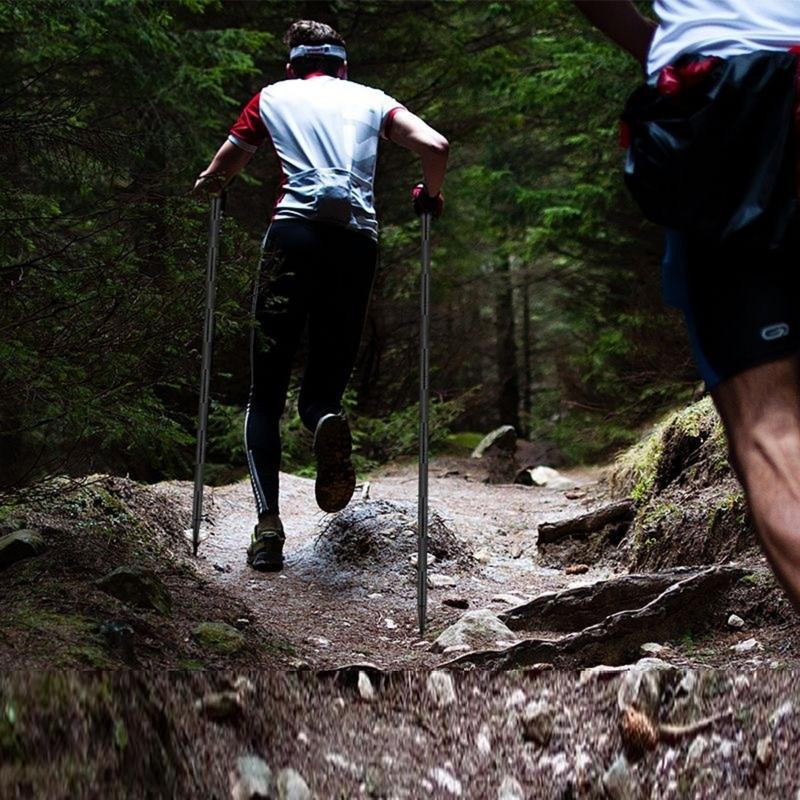 Three - section retractable solid stainless - steel trekking poles: Rubber handles for a firm grip and easy to carry.