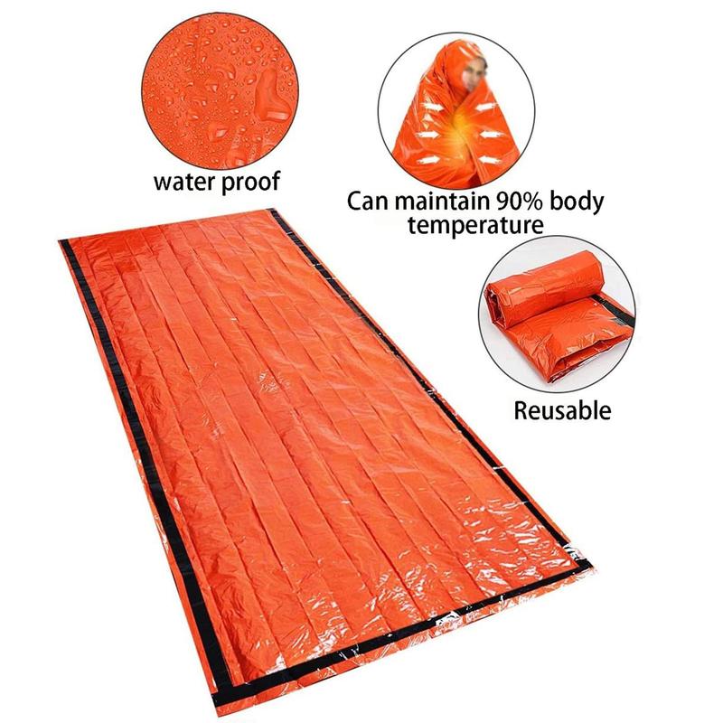 Outdoor Emergency Thermal Sleeping Bag & Tent Set, 1 Set Tent & Sleeping Bag & Whistle & Mountain Ring & Storage Bag, Camping & Hiking Equipment