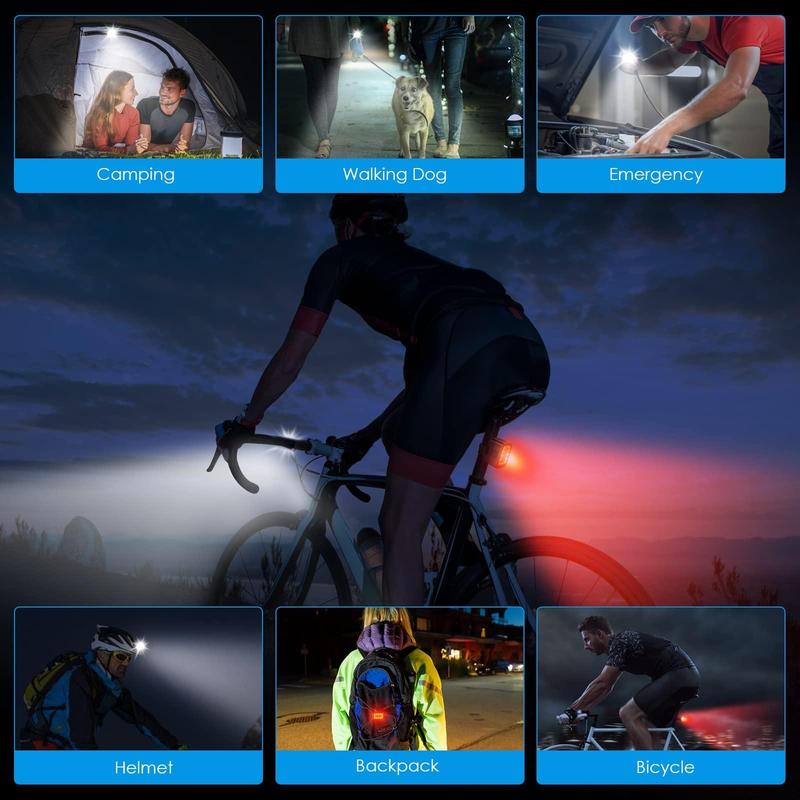 2pcs Usb Rechargeable Bicycle Headlight & Taillight Set, Bicycle Front & Rear Light, Waterproof Bicycle Light for Outdoor Cycling, Christmas Gift