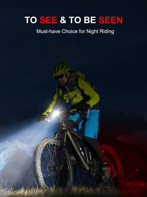 Bike Lights, Rechargeable Bicycle Lights Set Super Bright 8+12 Modes, IPX6 Waterproof Bike Lights for Night Riding Cycling Safety, Front and Back Taillight Reflectors, 58 Hrs Long Battery Life -zdp