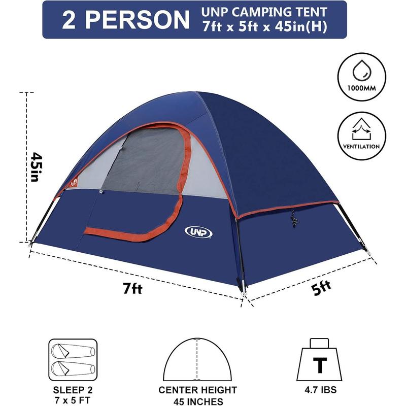 Camping Tent 2 Person, Waterproof Windproof Tent with Rainfly Easy Set up-Portable Dome Tents for Camping-