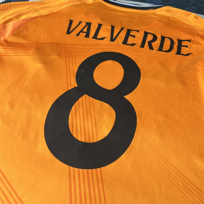 Soccer jersey fan edition away kit Valverde #8 orange color short sleeve 2425