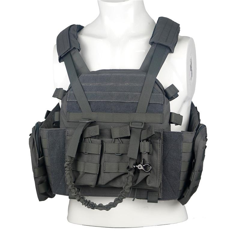 Plate carrier with all accessories. Available in 4 colors.  Black, Gray, Coyote tan & Od Green.