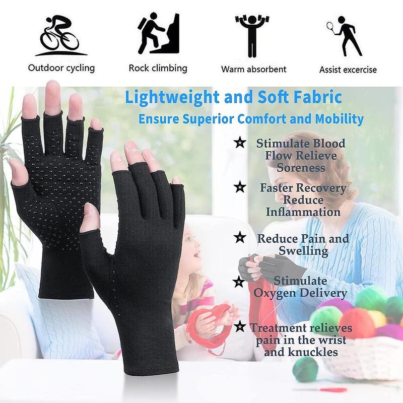 Arthritis Compression Gloves, 1 Pair Anti-slip Glue Dot Fingerless Gloves for Work, Cycling Gloves, Sports & Outdoor Accessories for Women & Men, Christmas Gift