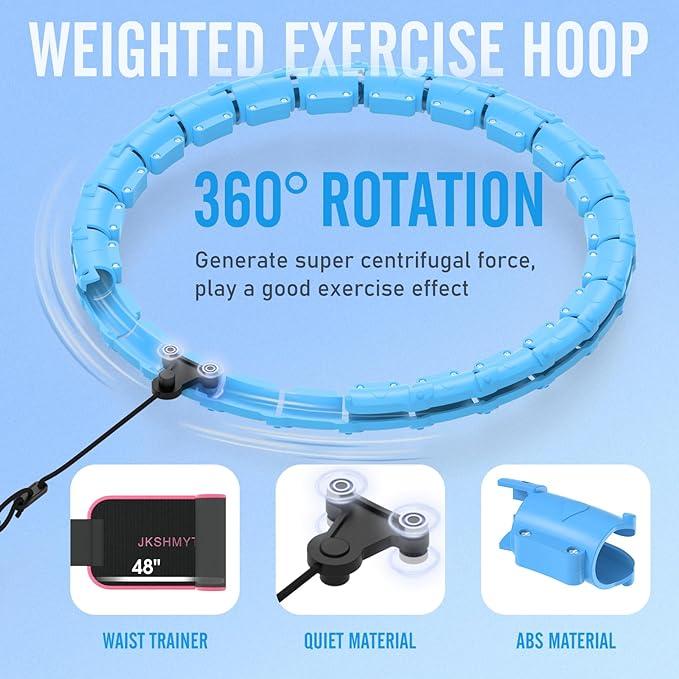 JKSHMYT Weighted Hula Circle for Adults Weight Loss, 24 Detachable Links & Size Adjustable with Waist Trimmer for Women j phula