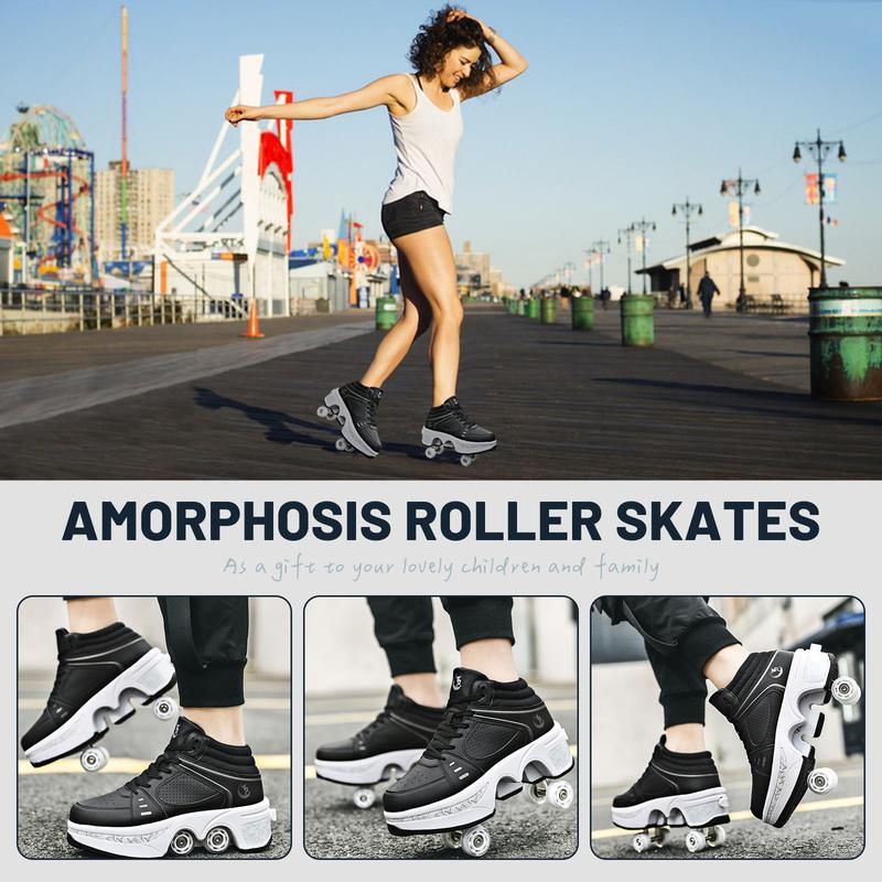 Yousulun Roller Skate Shoes for Men And Women, Sneakers with Retractable Wheels, Roller Skates with Lace for Casual, Daily, Sports and All-Season Use