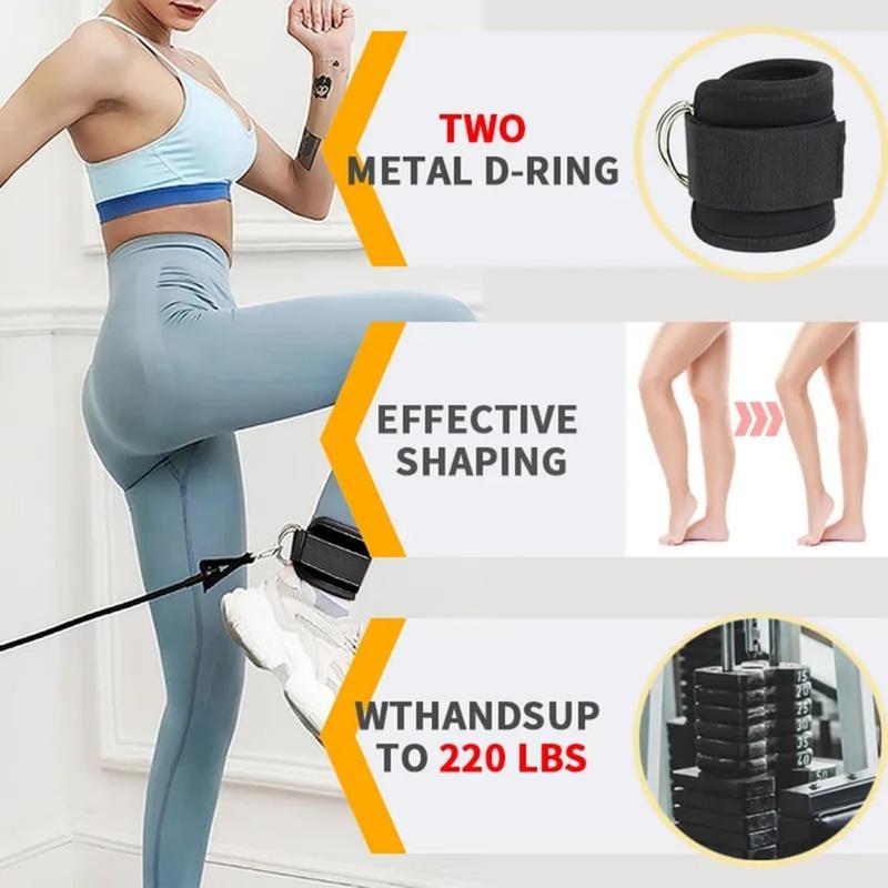 Ankle Straps Ankle Resistance Bands Wrist Cuffs Padded Straps Adjustable Fitness Glute Kickback D-Ring for Cable Machine Gym Foot Leg Training Brace Support 1 Pair