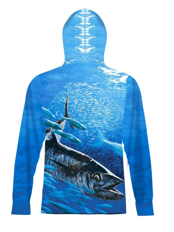 Men's All Over Print Half Zip Up Hooded Rashguard, Casual Breathable Long Sleeve Hooded Top for Outdoor Fishing, Men's Sportswear for Spring