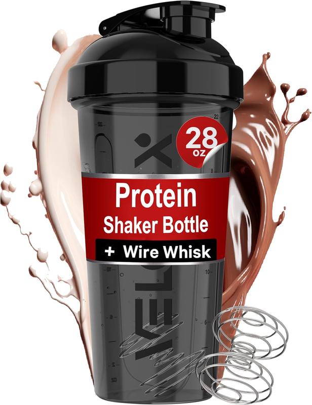 28 OZ Protein Shaker Bottles for Protein Mixes with Wire Whisk - Leak Proof Shaker Cups for Protein Shakes and Pre Workout