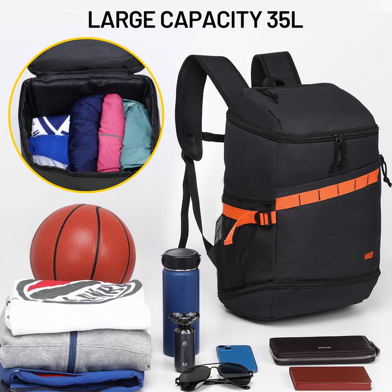 MIER Basketball Sports Backpack with Compartments Large Backpack for Travel, Gym, Soccer, Volleyball, Athletes' Bag-35L