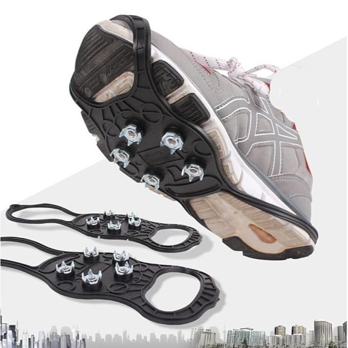 1 Pairs Non Slip Gripper Spike Ice Traction Cleats Walk Traction Cleat Ice Snow Grips for Shoes, Boot with 5 Steel Studs Crampons