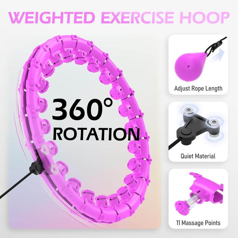 JLoibao Weighted Hula Circle for Adults Weight Loss, Infinity Fitness Hoop Plus Size 51 Inch with Sweat Belt, Include 27 Detachable Links and Waist Trainer for Women hulahooper hoolahoop j phula