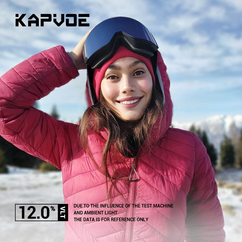 Kapvoe OTG Ski Snowboard Goggles Women Men Skiing Eyewear UV400 Snow Protection Glasses Adult Double-layer Magnetic Lens Glasses