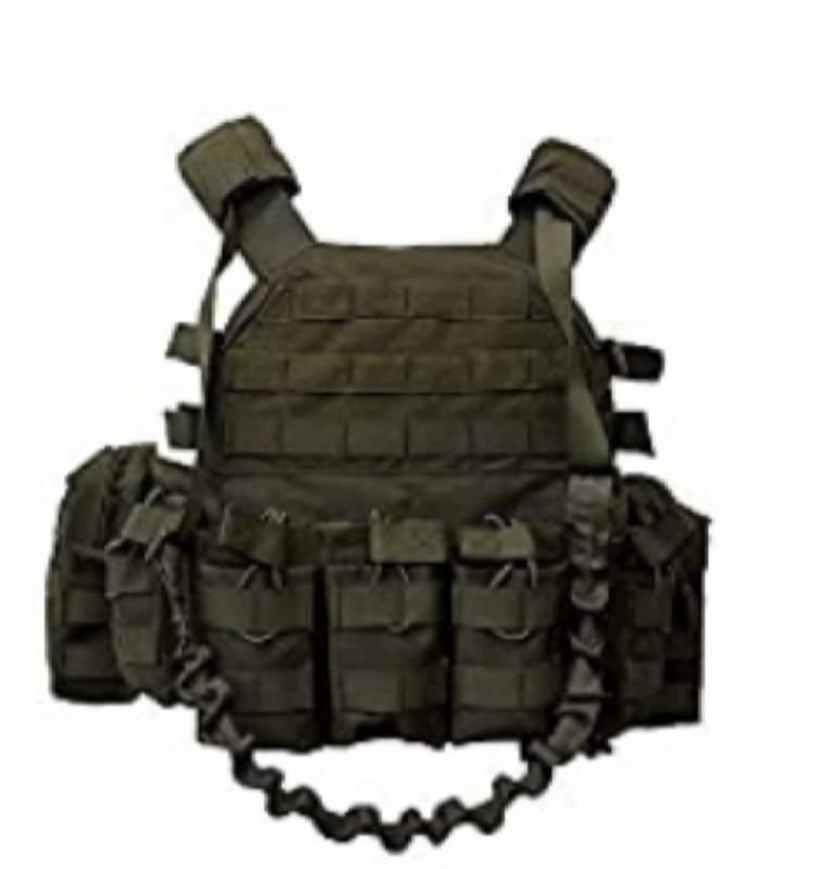 Plate carrier with all accessories. Available in 4 colors.  Black, Gray, Coyote tan & Od Green.