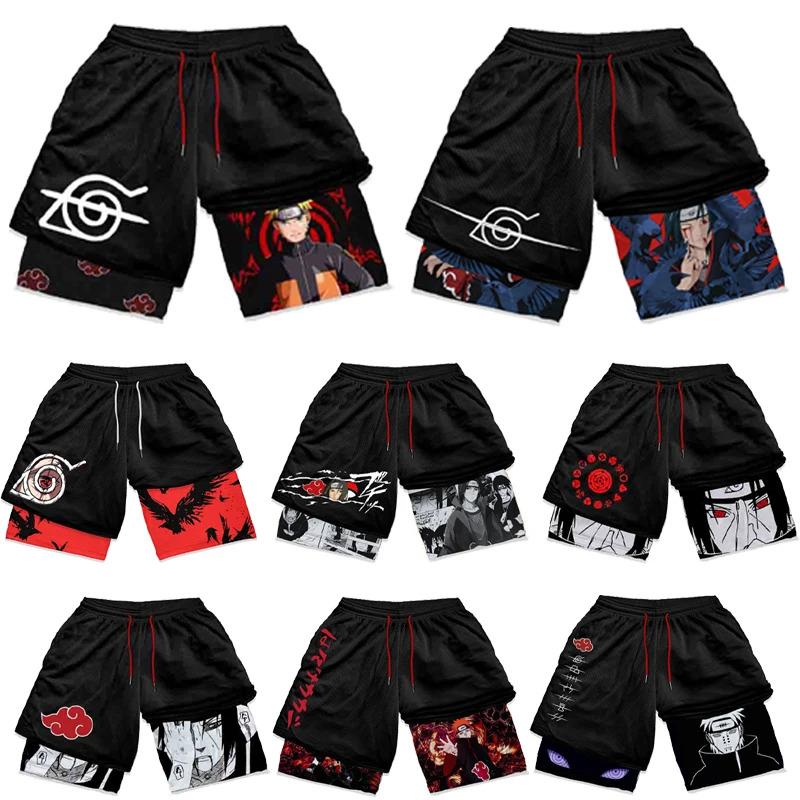 Naruto Anime Shorts Men Sports Short Pants Itachi Pain Manga Print Summer Workout Fitness Running Performance Gym Shorts Gifts