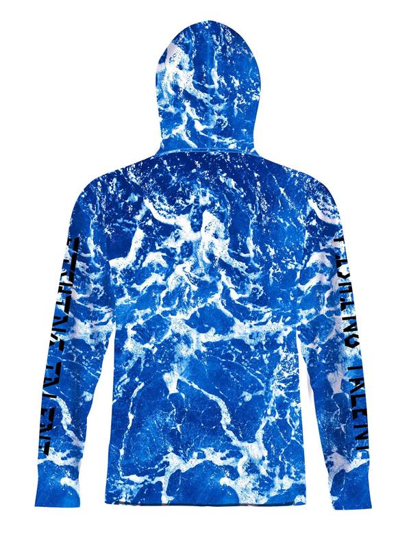 Men's All Over Print Half Zip Up Hooded Rashguard, Casual Breathable Long Sleeve Hooded Top for Outdoor Fishing, Men's Sportswear for Spring