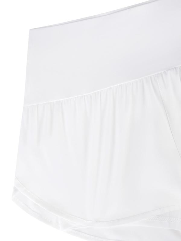 Sporty Women's 2-IN-1 Wrap Sports Shorts, Gym Shorts, Sports Plain Wide Waistband Shorts, Ladies Sportswear for Indoor Outdoor Wear