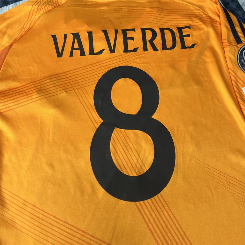 Soccer jersey fan edition away kit Valverde #8 orange color short sleeve 2425