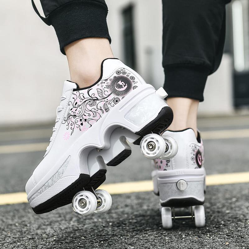 Yousulun Deformation Roller Shoes, 4-wheel Roller Skates for Indoor  Outdoor, Double-row Roller Skate Shoes for Adult, Multi-functional Sneakers, Unique Birthday Gift