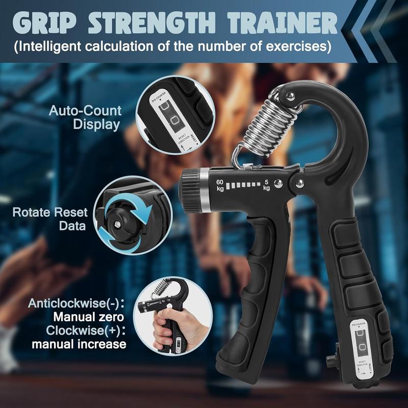 Hand Grip Strengthener with Counter, Adjustable Resistance - Forearm Trainer, Grip Strengthener, and Hand Strengthening Device for Athletes