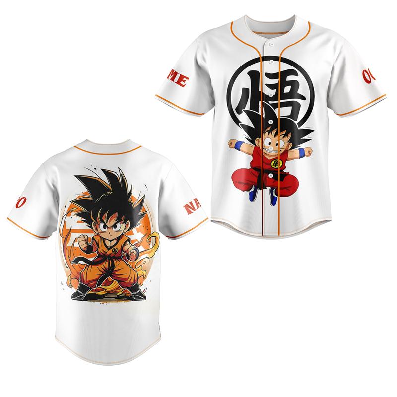 Goku Kid Dragon Ball Kame Baseball Jersey Sport Jersey Shirt Summer Gift For Him and For Her Gift For Baseball Fan Lover