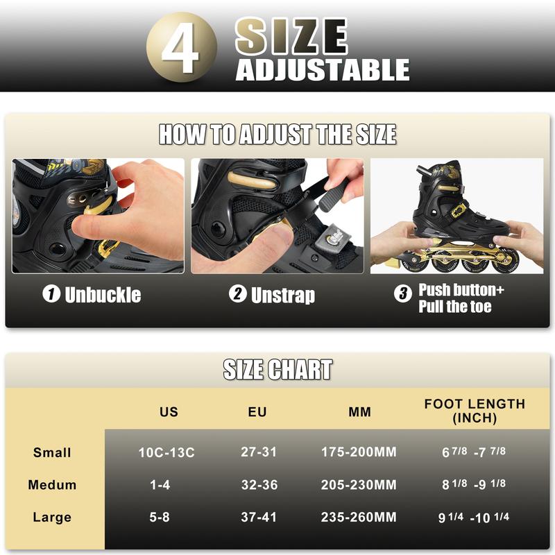 Nattork BLADE RACERS Adjustable Inline Skates - Gold