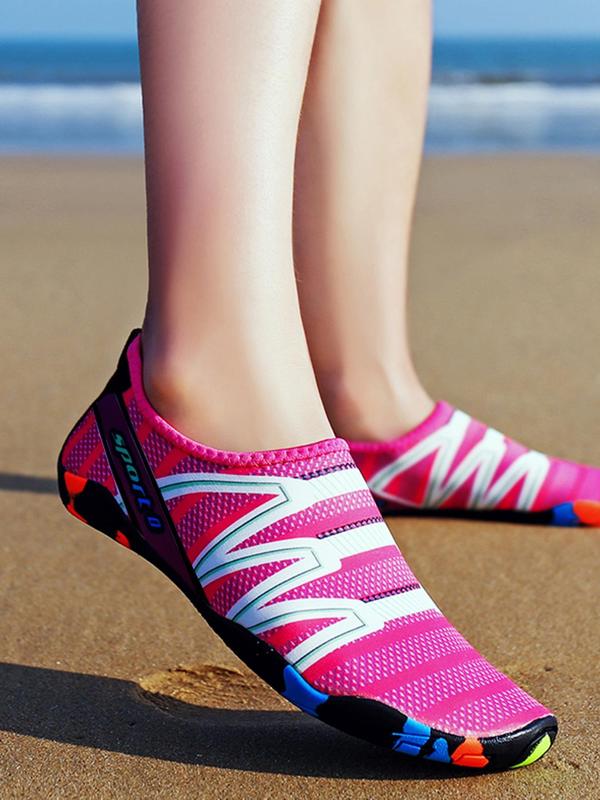 2024 New Style Striped Pattern Water Shoes, Summer Travel Essentials Designer Shoes, Mesh Breathable Quick Drying Anti-slip Outdoor Vacation Beach Water Shoes for Women and Girls for Back To School