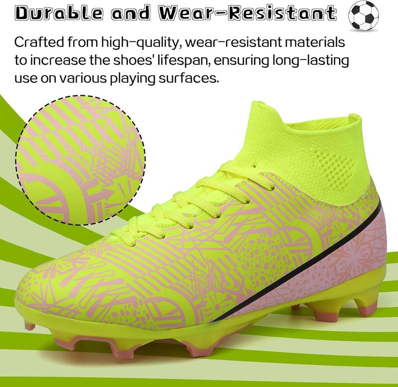 Boys Girls Soccer Cleats Lace Up Cleats Outdoor Football Shoes