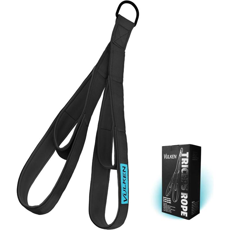 Vulken Tricep Rope Cable Attachment. Two Size in One Extra Long Pull Down Rope. Triceps Extension Straps Gym Equipment. Home Workout Handles for Resistance Bands.