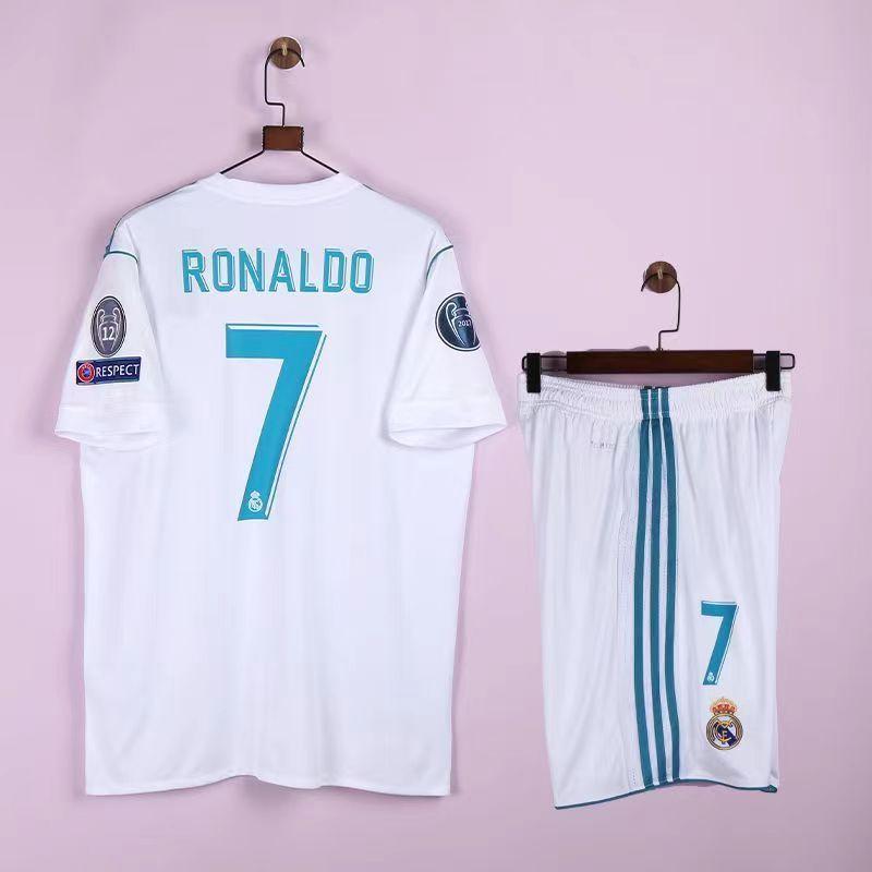 17-18 Real Madrid Home kids set Cristiano Ronaldo jersey Retro summer jersey Sports football training jersey 16#-28#