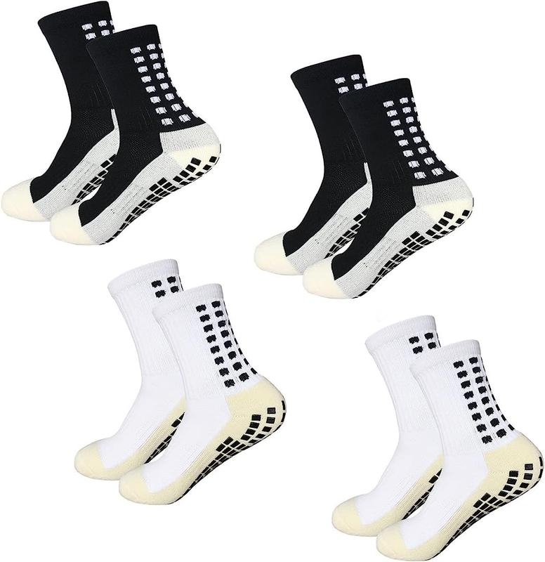 Men's grip Soccer Socks 6 Counts Non Skid Socks Anti Slip Non Slip Grip Pads for Football Basketball Sports Socks