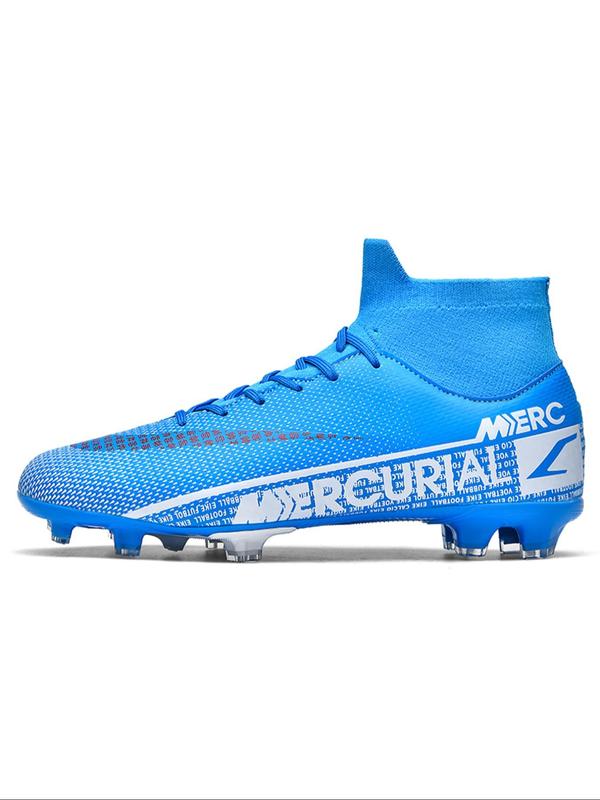 Men's Letter Print Lace Up Soccer Shoes, Comfortable Breathable Football Shoes, Non-Slip Football Shoes for Outdoor Training