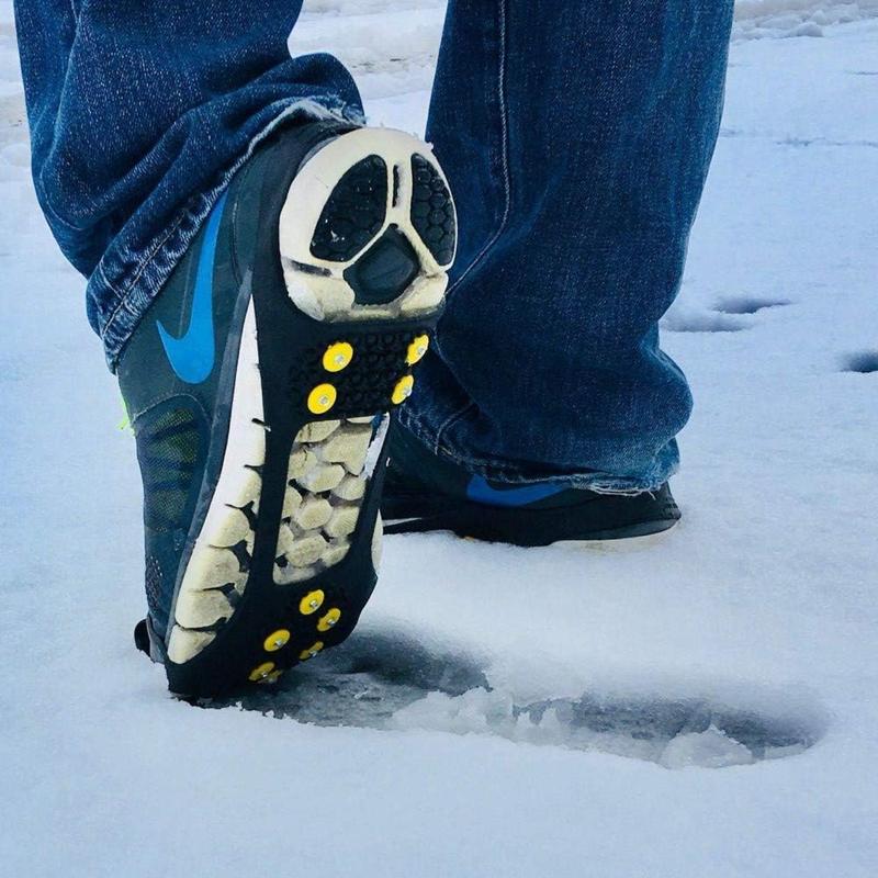 Ice Cleats - Snow Grips Crampons Anti-Slip Traction Cleats Ice & Snow Grippers for Shoes and Boots - 10 Steel Studs Slip-on Stretch Footwear for Women Men  (Extra 10 Studs)