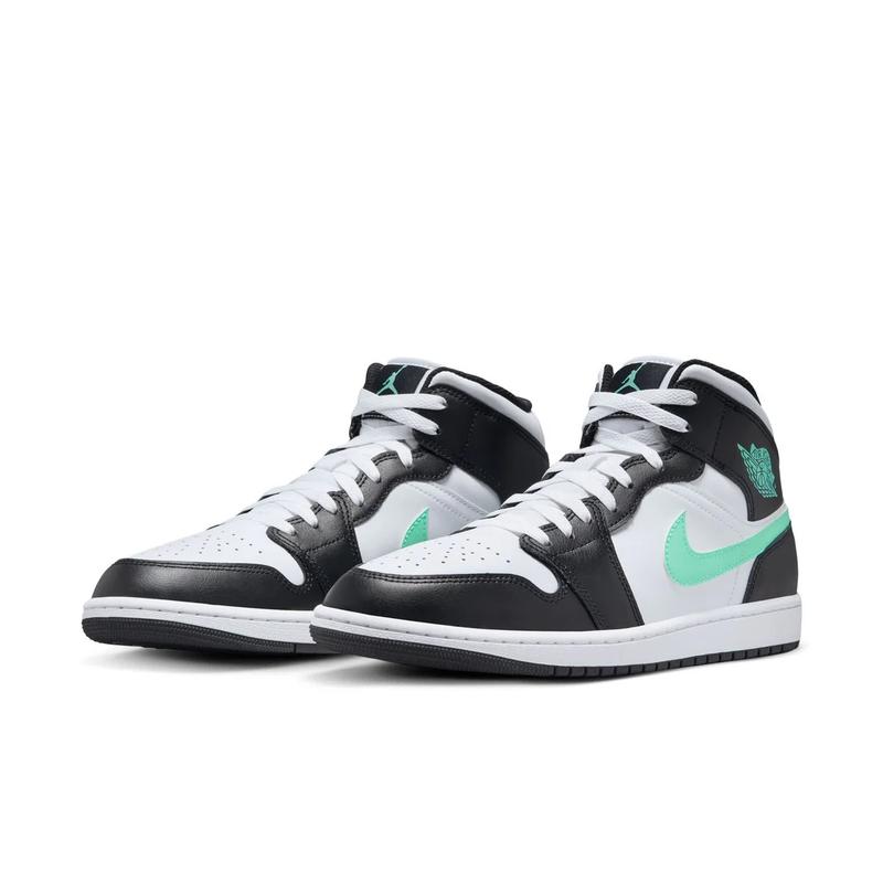 Men's Jordan 1 Mid White Green Glow-Black (DQ8426 103)