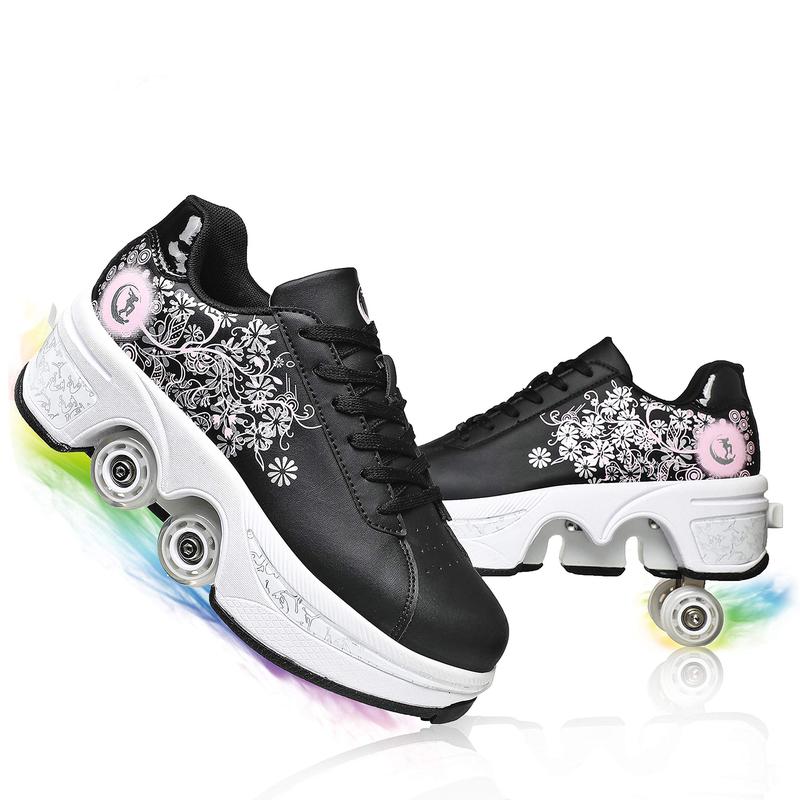 Yousulun 2-in-1 Deformation Roller Skates, Double-row Roller Skate Shoes with 4 Wheels, Outdoor Funny Sports for Men& Women, Roller Shoes with Laces, Comfortable& Breathable