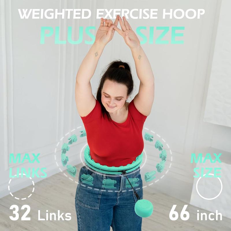 Weighted Hula Circle with 32 Links(66 Inch), Sweet Weight Ball, for Adults Weight Loss, Infinity Fitness Hoop Plus Size for Women Smart Exercise Equipment hoolahoop j phula