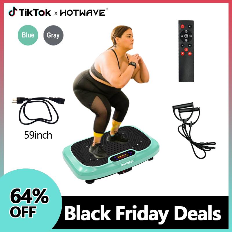 HOTWAVE Vibration Plate Gym Machine 66HZ 120 Levels with Lymphatic Drainage Machine, Full Body Fitness Vibration Platform with 2 Resistance Bands