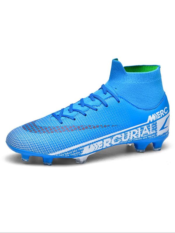 Men's Letter Print Lace Up Soccer Shoes, Comfortable Breathable Football Shoes, Non-Slip Football Shoes for Outdoor Training