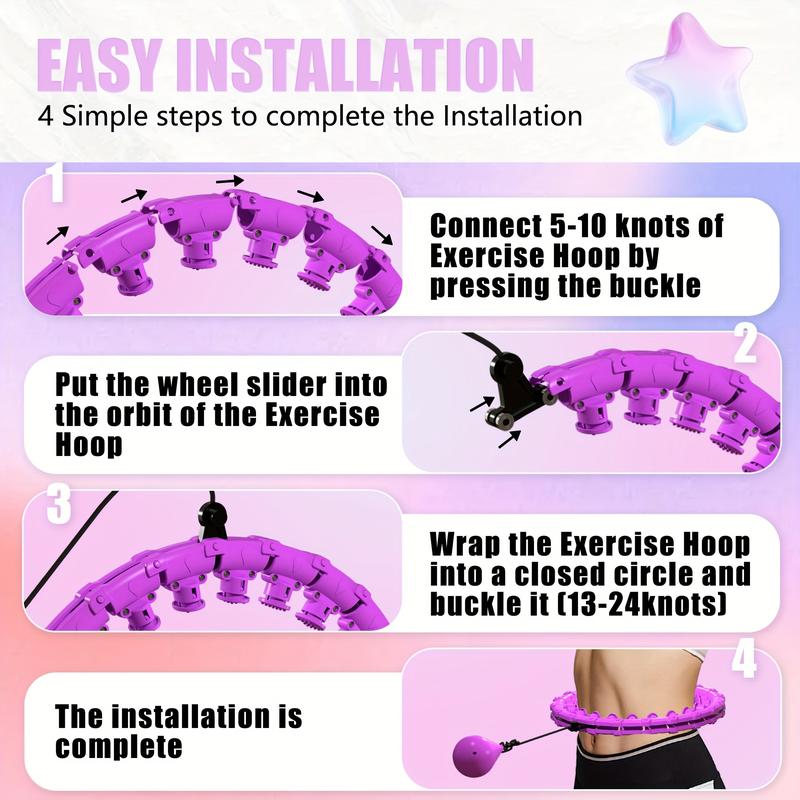 Adult Weight Loss Weighted Hula Hoop, Size 47 Inches, 24 One Removable Link, Suitable for Women and Beginners Sports Circle